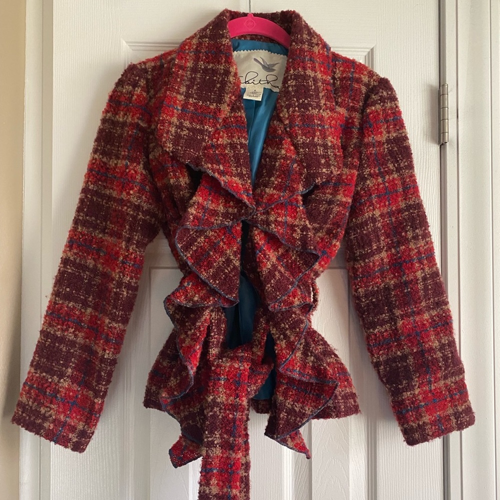 Anthropologie Tabitha Moretown tweed ruffle jacket